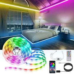 LED Strip Lights,19.6ft RGB Color Changing LED Tape for Bedroom,Music Sync Lights Strip with APP Bluetooth Control,Remote & Control Box,5050 LED Strips Lights for TV, Bedroom, Party & Home Decoration