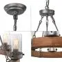 LNC Farmhouse Chandelier Wood Round Wagon Wheel 6-Light Fixture with Seeded Glass Shades for Dining & Living Room, Bedroom, Kitchen and Foyer, Brown