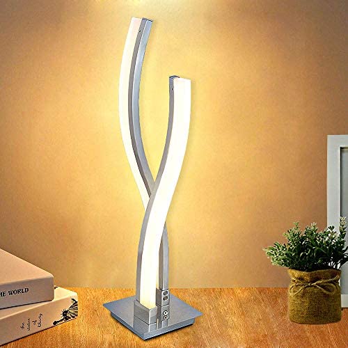 KARMIQI LED Table Lamps for Bedroom, Modern Bedside Lamp, Contemporary Arc Desk Lamp Nightstand Lamps for Living Room Guest Room