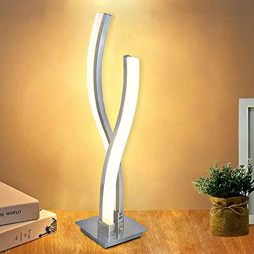 KARMIQI LED Table Lamps for Bedroom, Modern Bedside Lamp, Contemporary Arc Desk Lamp Nightstand Lamps for Living Room Guest Room