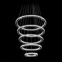 MEEROSEE Crystal Chandeliers Modern LED Ceiling Lights Fixtures Pendant Lighting Dining Room Chandelier Contemporary Adjustable Stainless Steel Cable 5 Rings DIY Design D31.5''+27.6''+23.6''+19.7''+11.8''