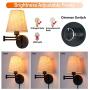 Wall Sconces 7 inch, Wall Lamp with Plug in Cord, Plug in Wall Sconce with Dimmer Switch, Wall Lights with Fabric Linen Shade, Wall Lamps for Bedroom, Wall Light Fixtures Reading Room and Hotel.
