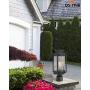 Osimir Outdoor Post Lantern, 2 Pack Modern Exterior Post Lamp with Pier Mount Base,Post Light in Black Finish with Clear Ribbed Glass, 7''W x 18''H, 2377/1GL-2PK
