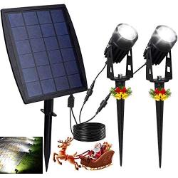Solar Spot Lights Outdoor, LED Solar Landscape Spotlights, Solar Powered Wall Lights 2-in-1 Waterproof Solar Landscaping Light for Yard Garden Driveway Patio Lawn, Auto On Off Daylight