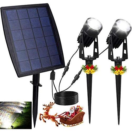Solar Spot Lights Outdoor, LED Solar Landscape Spotlights, Solar Powered Wall Lights 2-in-1 Waterproof Solar Landscaping Light for Yard Garden Driveway Patio Lawn, Auto On Off Daylight