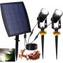 Solar Spot Lights Outdoor, LED Solar Landscape Spotlights, Solar Powered Wall Lights 2-in-1 Waterproof Solar Landscaping Light for Yard Garden Driveway Patio Lawn, Auto On Off Daylight