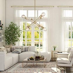 KSANA Brass Chandelier, 8-Light Modern Brass Pendant Ceiling Light Fixture for Kitchen Island, Dining Room, Living Room, Foyer Lighting