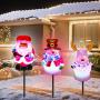 Christmas Pathway Lights Outdoor Decorations - 3 Pack Waterproof Landscape LED Lights with Santa/Snowman/Deer for Garden Patio Yard Lawn Pathway Christmas Decorations