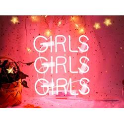 Neon Signs Girls, Pink Neon Girls Girls Girls Signs, Neon Wall Sign Light, Hanging Neon Lights, Custom Neon Words Real Neon for Wall Bedroom Room Decor Bar for Party Christmas Holiday Decoration Sign