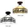 KWOKING Lighting Vintage Elk Pattern Ceiling Lighting Fixtures Tiffany Stained Glass Style Flush Mount Ceiling Light for Living Room, Hallway, Kitchen, Dining Room in Black 11 inches