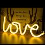 MorTime Love Neon Signs, LED Neon Light for Party Supplies, Girls Room Decoration Accessory, Table Decoration, Children Kids Gifts (Warm White)
