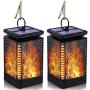 Solar Lantern Lights Outdoor Hanging Patio Decor with Flickering Dancing Flame, Waterproof Solar Powered Led Lantern Decorative Lights for Patio Yard Garden Table Decoration, 2 Pack