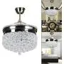 42'' Crystal Ceiling Fan Light with Remote Control Retractable Blade LED Chandelier 3 Colors Dimmable Pendant Lamp for Living Room Bedroom Basement Kitchen