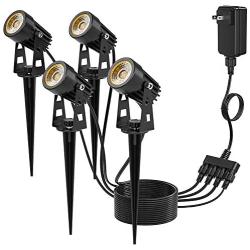 Kohree Upgraded Landscape Lights, 12V Low Voltage Plug in LED Outdoor Spotlight Landscape Lighting Waterproof for Driveway, Yard, Lawn, Swimming Pool,Garden Lights, UL Adapter (Warm White,4 Pack)