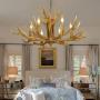 CraftThink Pendant Lighting LED Chandelier Light Candle Antler Style E12 Rustic Resin Multi Light Pendant Hanging Light for Dining Living Cafe Room Restaurant Bar-6 Lights