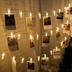 Lwind Photo Clip String Lights, 40 Clip LED Warm-White Fairy Twinkle Lights Powered by 3 AA Batteries for Hanging Photos, Cards and Light Artwork, ect