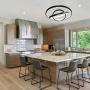 Modern Black LED Chandelier with 3-Ring Black Adjustable Hanging Pendant Light Ceiling Light Fixtures for Living Dining Room Kitchen Bedroom (16 inches Chandelier) - Cool Light, 6000K,56W