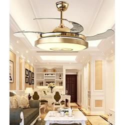 42 inch Ceiling Fan Light with Bluetooth Speaker and Remote Control, Modern 3-color Dimming Chandelier Music Ceiling Fans with Lights fit for Bedroom Dining/Living Room