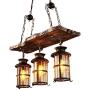 TFCFL Vintage Chandelier Hanging Fixture with 3 Lights Pendant Light Industrial Retro Wood Ceiling Lighting Glass Farmhouse E27/E26 in Blackfor Cabin Kitchen Island Dining Room Bedroom and Foyer