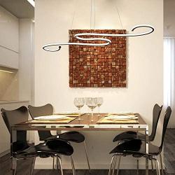 LED Pendant Light Modern Dimmable 72W 1 Linear Chandelier LED Acrylic Pendant Chandeliers Lighting Contemporary Dining Table Entry Kitchen Island with Remote Hanging Light (Black)