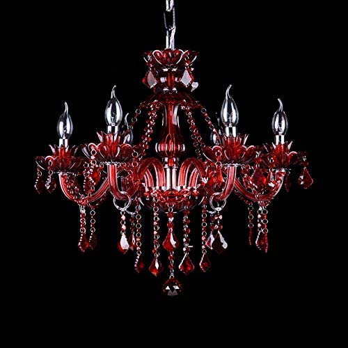 LAKIQ Crystal Modern Chandelier Lighting Fixtures Living Room Bedroom Hanging Pendant Light Candle Candelabras Shape Length Adjustable for Dining Room (Red, 6 Lights) LAKIQ Crystal Modern Chandelier Lighting Fixtures Living Room Bedroom Hanging Pendant Light Candle Candelabras Shape Length Adjustable for Dining Room (Red, 6 Lights)