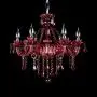 LAKIQ Crystal Modern Chandelier Lighting Fixtures Living Room Bedroom Hanging Pendant Light Candle Candelabras Shape Length Adjustable for Dining Room (Red, 6 Lights)