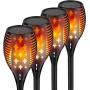 Nekteck Outdoor Torch Light with Star Design (4 Pack-96 LED), Flickering Dancing Flames, Waterproof Solar Flame Lights Decoration for Yard Pool Patio Garden Pathway Walkway