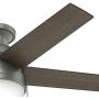 HUNTER 59270 Anslee Indoor Low Profile Ceiling Fan with LED Light and Pull Chain Control, 46'', Matte Silver