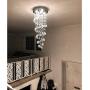 Modern K9 Crystal Spiral Raindrop Chandelier - Flush Mount LED Ceiling Light Fixture Pendant Lamp for Dining Room Bathroom Bedroom Livingroom