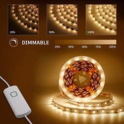 Led Strip Lights 16.4 Feet Dimmable Warm White Led Light Strip Flexible Led Tape Light Kits with 12v Ul Power Supply, Adhesive Clips, Dimmer Switch and Connectors