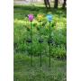 Joyathome Flower Solar Stake Lights Outdoor,2 Pack Solar Powered Metal Stake with Yellow Glass Lily Flower Decorative Lights, Waterproof Warm White LED Garden Lights for Backyard,Lawn