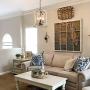 KSANA Farmhouse Chandelier, White Drum Chandelier in Hand-Painted White Finish for Dining Rooms, Living Rooms, Foyer, W13''xH18.1''