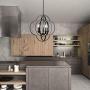 VINLUZ Modern 5-Light Chandeliers Black Dining Room Light Fixtures Hanging Geometric Globe Shape Design Farmhouse Rustic Pendant Lights Orbit Ceiling Light Fixtures for Foyer Kitchen Island Entryway