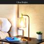 Brightech Elizabeth Office Desk Lamp - Wireless Charging Pad and USB Port – Living Room Table Light for Midcentury, Industrial & Farmhouse Decor - Hanging Glass Shade - LED Bulb - Brass Gold Color
