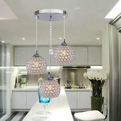 DINGGU 3 Lights Modern Crystal Ball Pendant Light Fixture Flush Mounted Ceiling Chandelier