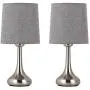 Bedside Table Lamps Set of 2 Small Modern Desk Lamp Classic Nightstand Table Light Set with Gray Fabric Shade and Silver Metal Base for Bedroom, Living Room, Office, Coffee Table, Great Gift Bedside Table Lamps Set of 2 Small Modern Desk Lamp Classic Nightstand Table Light Set with Gray Fabric Shade and Silver Metal Base for Bedroom, Living Room, Office, Coffee Table, Great Gift