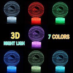 TriPro 3D Optical Illusion Smart 7 Colors Night Light Table Desk Lamp with USB Power Cable Gifts for GS Men, Women, Kids, Teens, Boys