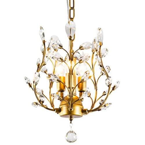 Garwarm 3-Light Crystal Chandeliers,Ceiling Lights,Crystal Pendant Lighting,Ceiling Light Fixtures for Living Room Bedroom Restaurant Porch(Gold)