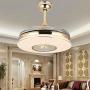Lighting Groups 42'' Retractable Reversible Ceiling Fans with LED Light Remote Control 4 Invisible Clear ABS Blades Livingroom Dining Room Bedroom Fan Chandelier Indoor Ceiling Light Kits with Fans (42 Inch, Gold-02)