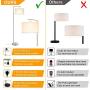 LED Floor Lamp, Montage Modern Floor Lamp, Classic Standing Lamp Reading Standing Light with Hanging Lamp Shade Minimalist Bedside Floor Lamp for Bedroom Living Room with LED Bulb - Silver
