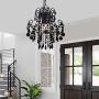 Q&S Mini Crystal Chandelier, Modern Black Small Chandelier, for Hallway, Entryway, Bedroom, Foyer, Bathroom, Kitchen, W11.8'',1 Light E26.