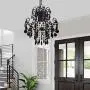 Q&S Mini Crystal Chandelier, Modern Black Small Chandelier, for Hallway, Entryway, Bedroom, Foyer, Bathroom, Kitchen, W11.8'',1 Light E26.
