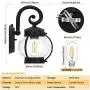 2-Pack Dusk to Dawn Sensor Outdoor Wall Sconce, Seeded Glass Exterior Wall Lantern Light Fixture, Waterproof Anti-Rust Matte Black Wall Mount Lights with E26 Base LED Bulbs for Porch Entryway Doorway
