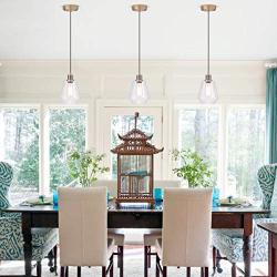 Seeded Glass Pendant Light Mini 1-Light Pendant Lighting for Kitchen Island Vintage Blown Glass Hanging Light Fixture with Seedy Glass Shade for Hallway,Dining Room,Balcony,Foyer,MAX40W,E26