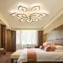 LAKIQ Modern LED Ceiling Light Flush Mount Multi Lights Acrylic Close to Ceiling Chandelier Lighting Fixture Flower Shade for Living Room Bedroom Dining Room (9 Lights, White Light)