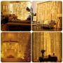 TEPENAR LED Curtain Lights with Hooks: 300 LED Curtain Fairy Lights 9.8 x 9.8ft 8 Light Modes USB Powered Remote Control Curtain String Lights for Bedroom Party Wedding Christmas Decorations