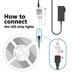 Jhome LED Strip Lights, 16.4ft RGB Changing 5050 LED Tape Lights with 44-Key IR Remote and Power Supply for Home Decoration, Living Room, Bedroom, Party