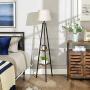 VASAGLE Floor Lamp with Shelves, Standing Reading Lamp with LED Bulb and Lamp Shade, for Living Room, Bedroom, Metal Legs, Rustic Brown ULFL15BX