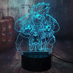 Naruto Anime Figure 3D Optical Illusion Night Light Hatake Kakashi Uzumaki Naruto Uchiha Sasuke Haruno Sakura 7 Colors Table Lamp Kid Boy Christmas New Year Gift Home Decor(4 Naruto)