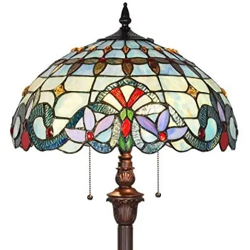 Capulina Tiffany Style Floor Light, Victorian Style Tiffany Pole Lamp, 2 Light Tiffany Floor Lamp, 18 Inches Wide Stained Glass Floor Lamps, Standing Lamp, Leaded Glass Floor Lamp (Tall: 66 inches) Capulina Tiffany Style Floor Light, Victorian Style Tiffany Pole Lamp, 2 Light Tiffany Floor Lamp, 18 Inches Wide Stained Glass Floor Lamps, Standing Lamp, Leaded Glass Floor Lamp (Tall: 66 inches)